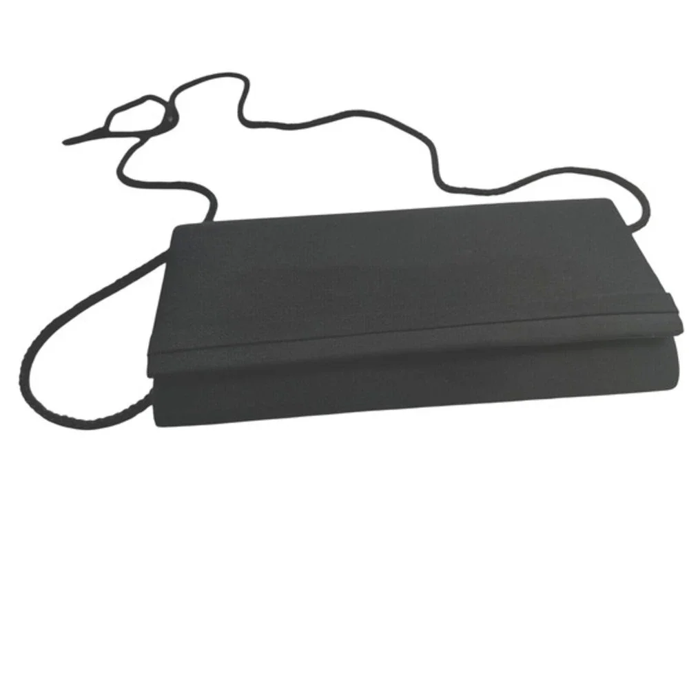 La Regale Black Satin Evening Clutch Crossbody Bag Formal Wedding Elegant 25-05‎